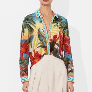 Alice + Olivia Willa Silk Blouse Island Dreams Multi